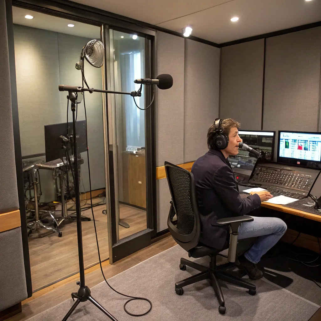 High-quality dubbing recording in a professional studio